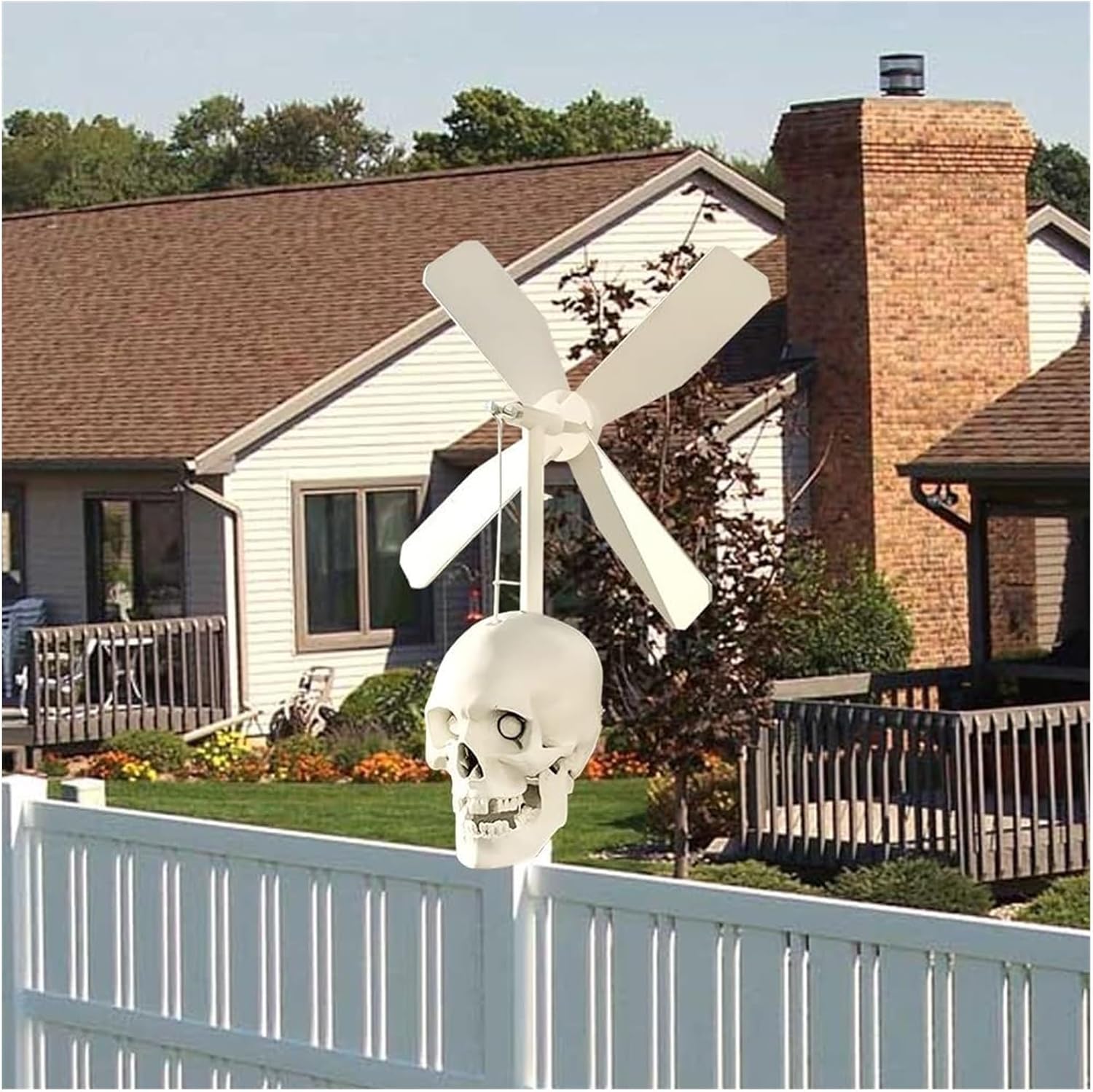 Iron Skull Whirligig - Garden Decor