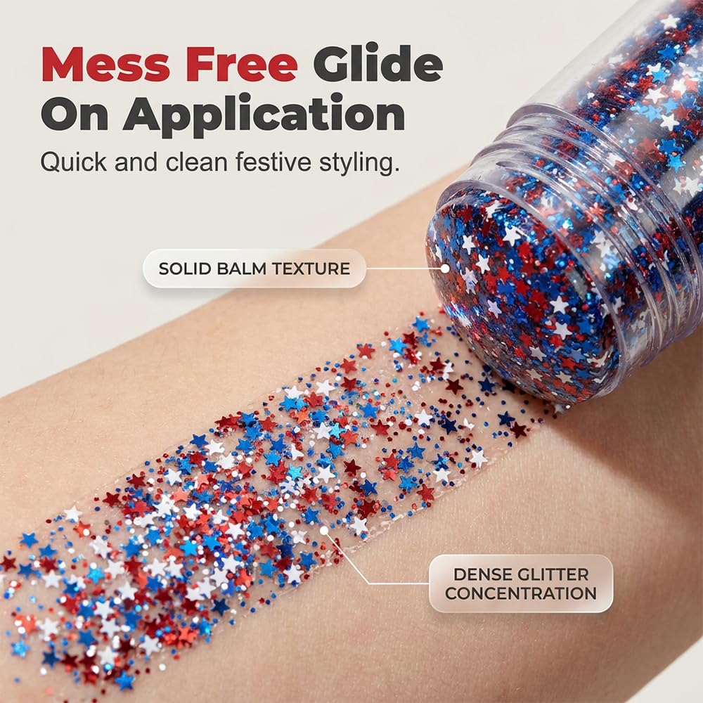 Patriotic Red White Blue Glitter Stick 🇺🇸💫