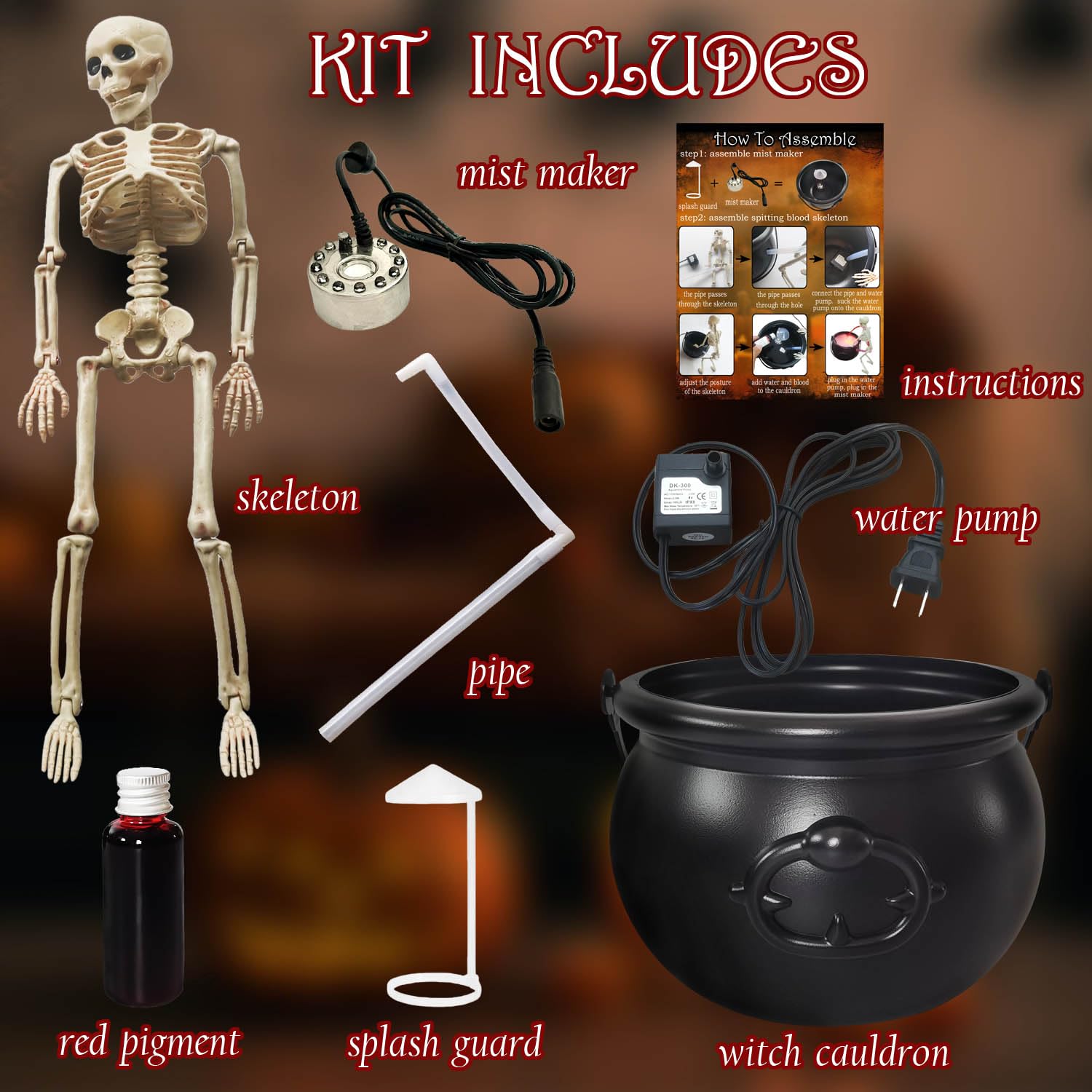 🧙‍♀️ Halloween Mist Maker Fogger Set – DIY Spooky Cauldron Decor