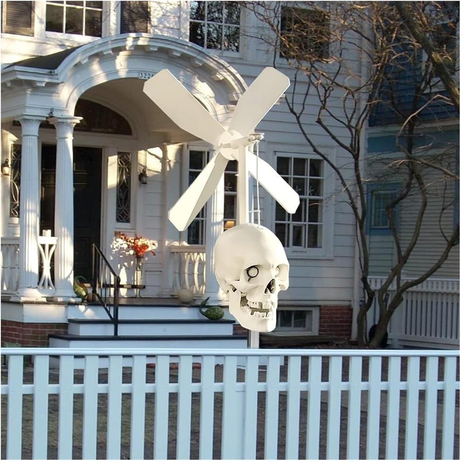 Iron Skull Whirligig - Garden Decor