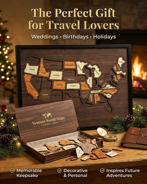 Wooden USA Travel Tracker Map 🗺️✨