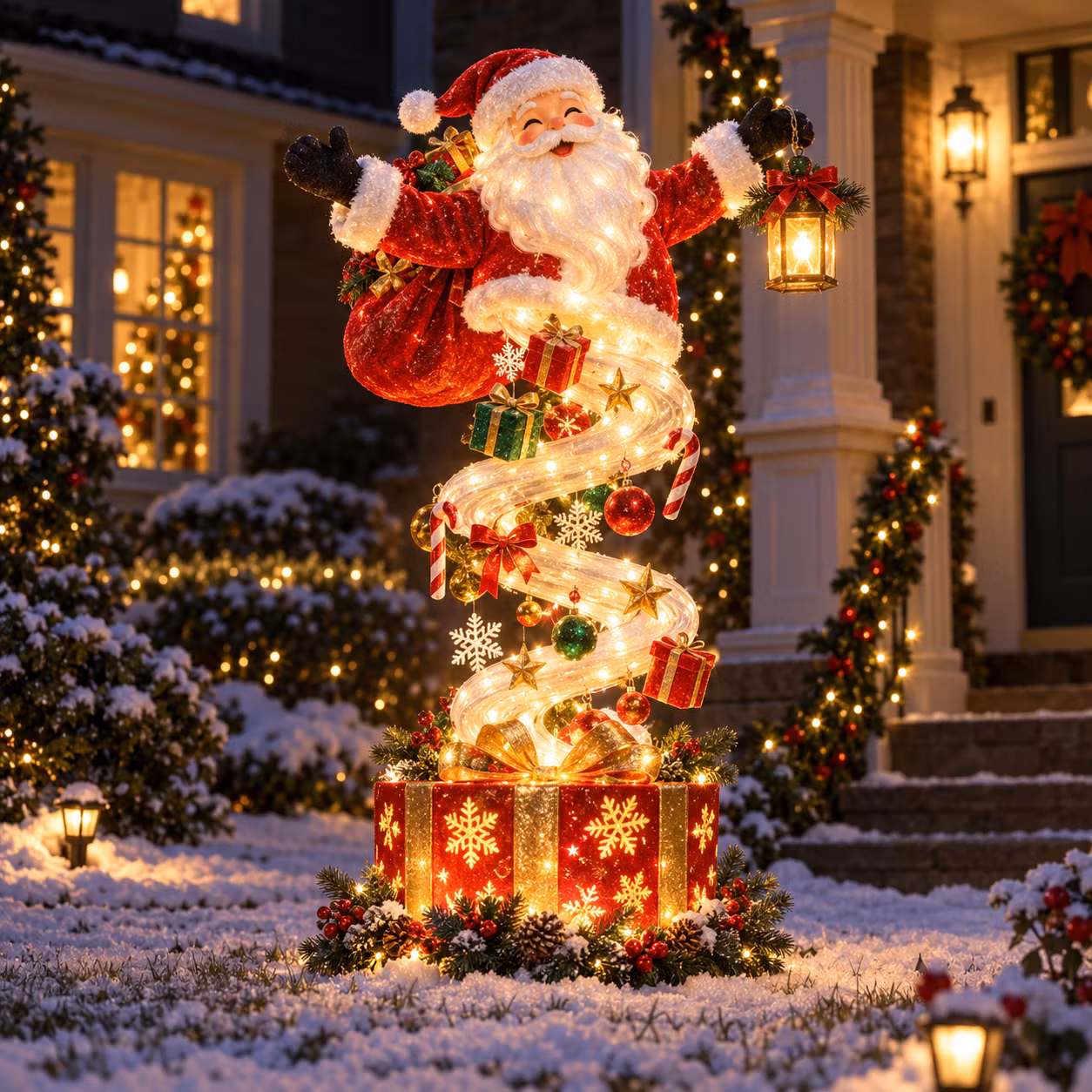 🎅 LIGHTED SANTA SPIRAL · 48 INCHES · OUTDOOR YARD DECORATION