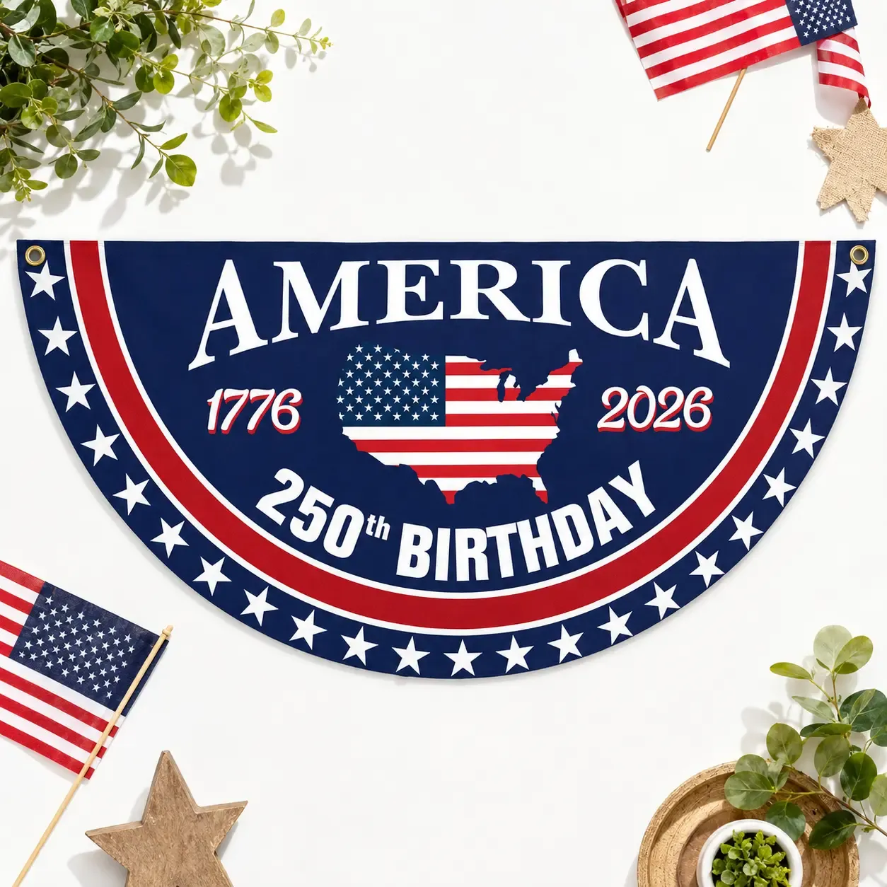 🎉 America's 250th Birthday Bunting Flag – 1776–2026