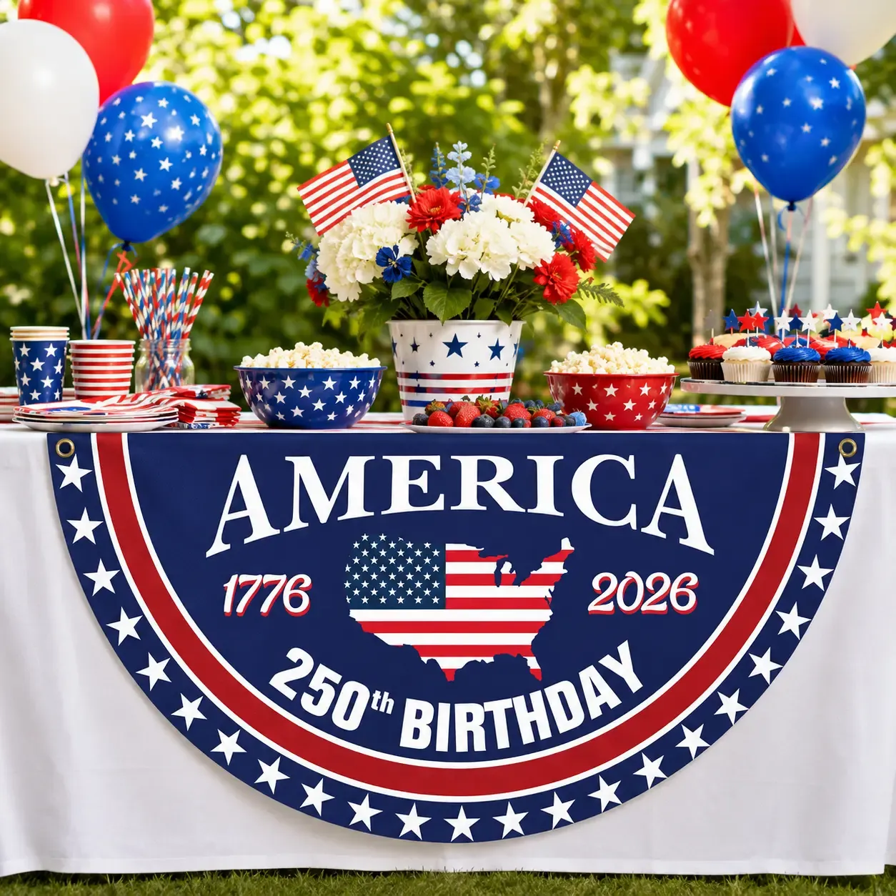 🎉 America's 250th Birthday Bunting Flag – 1776–2026
