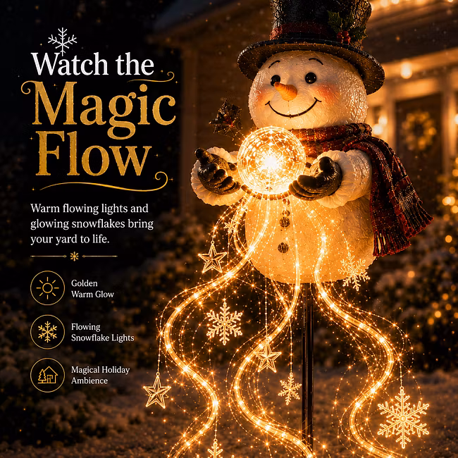 ☃️ Snowman Magic Fountain – Solar Christmas Light