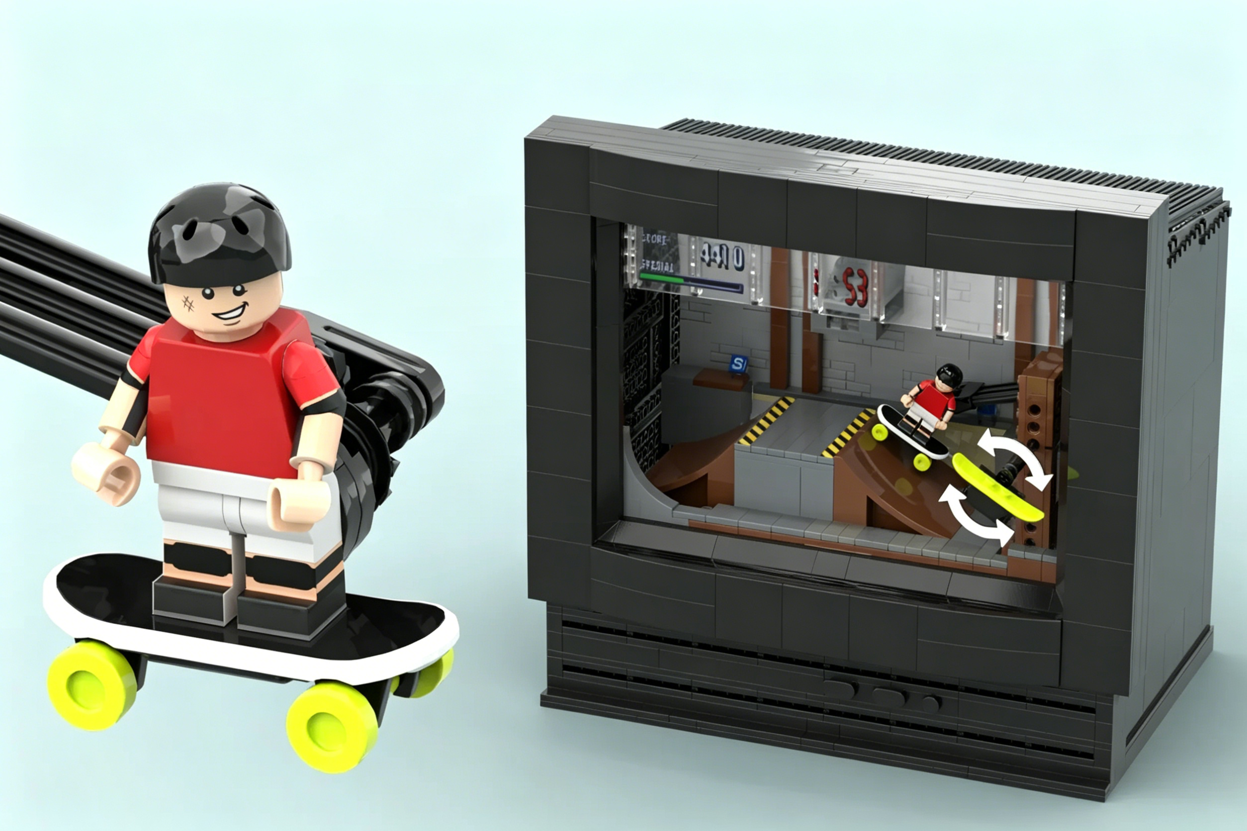 Retro Skate Game Building Set 📺🛹