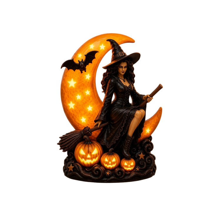 🧙‍♀️ Enchanted Witch Lamp – Mystical Halloween Tabletop Decor