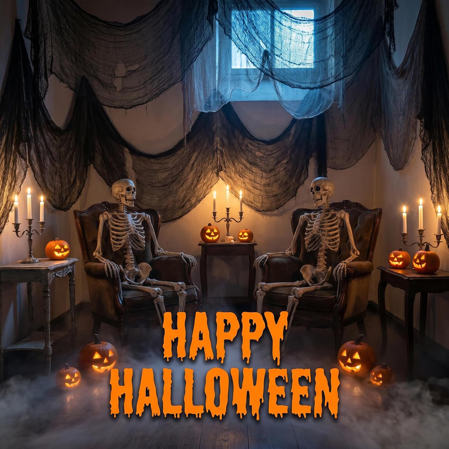 🔥 LAST DAY: 49% OFF! 🎃 Black Creepy Gauze - Scary Halloween Party Decor 🕸️💀