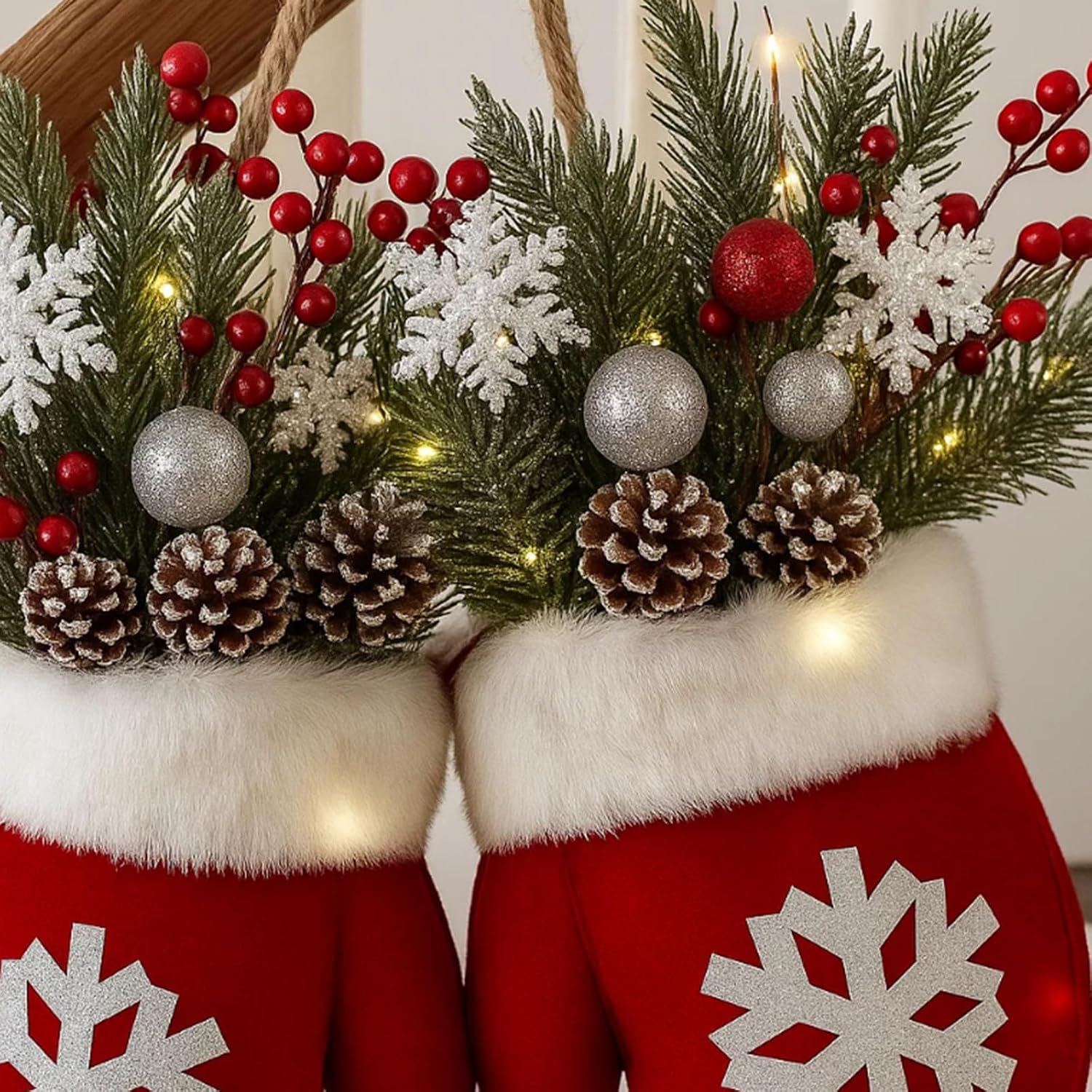 🎄 Christmas Glove Wreath – Lighted Holiday Decor for Door, Wall & Tree