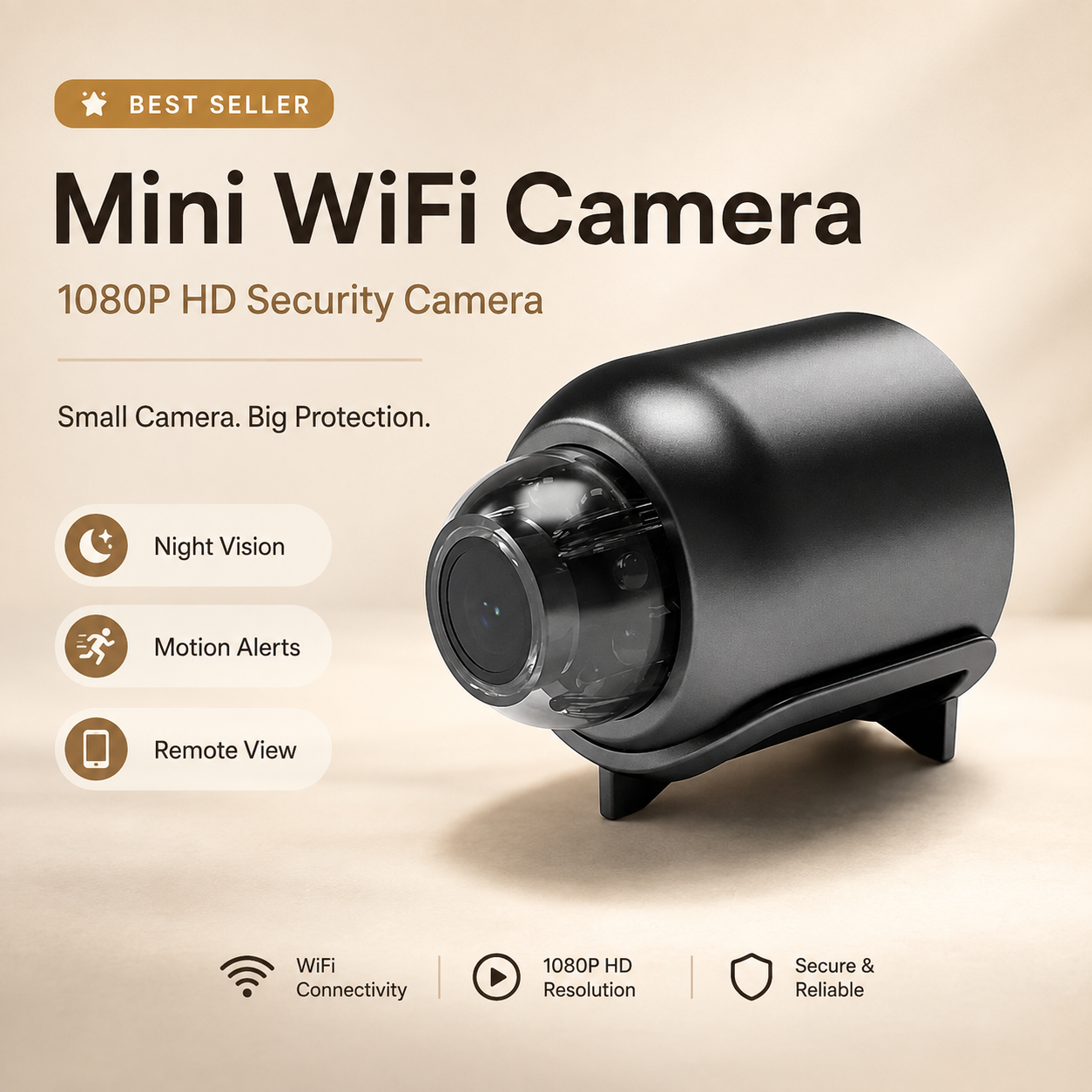 Mini WiFi Security Camera 1080P HD with Infrared Night Vision