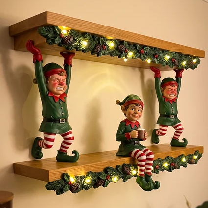 🎄 Christmas Storybook Shelves – Festive Wall Display