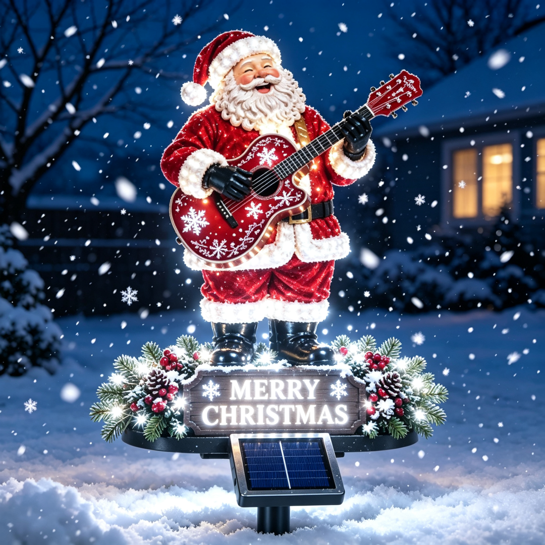 Christmas Santa solar stake light construction and product details