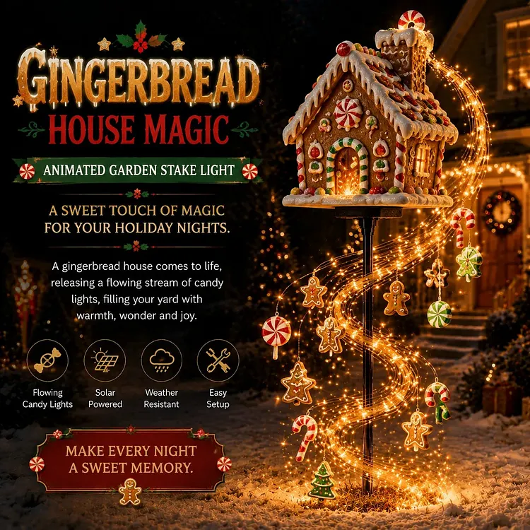 Gingerbread House Magic Christmas garden stake light