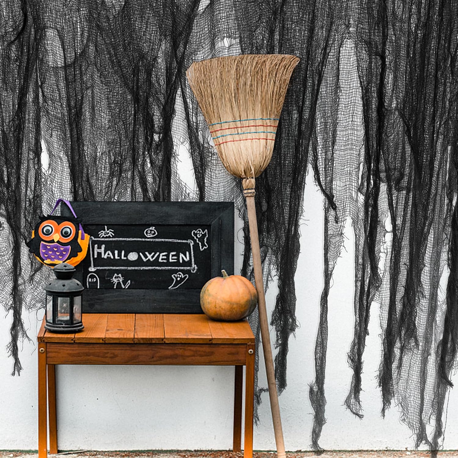 🔥 LAST DAY: 49% OFF! 🎃 Black Creepy Gauze - Scary Halloween Party Decor 🕸️💀