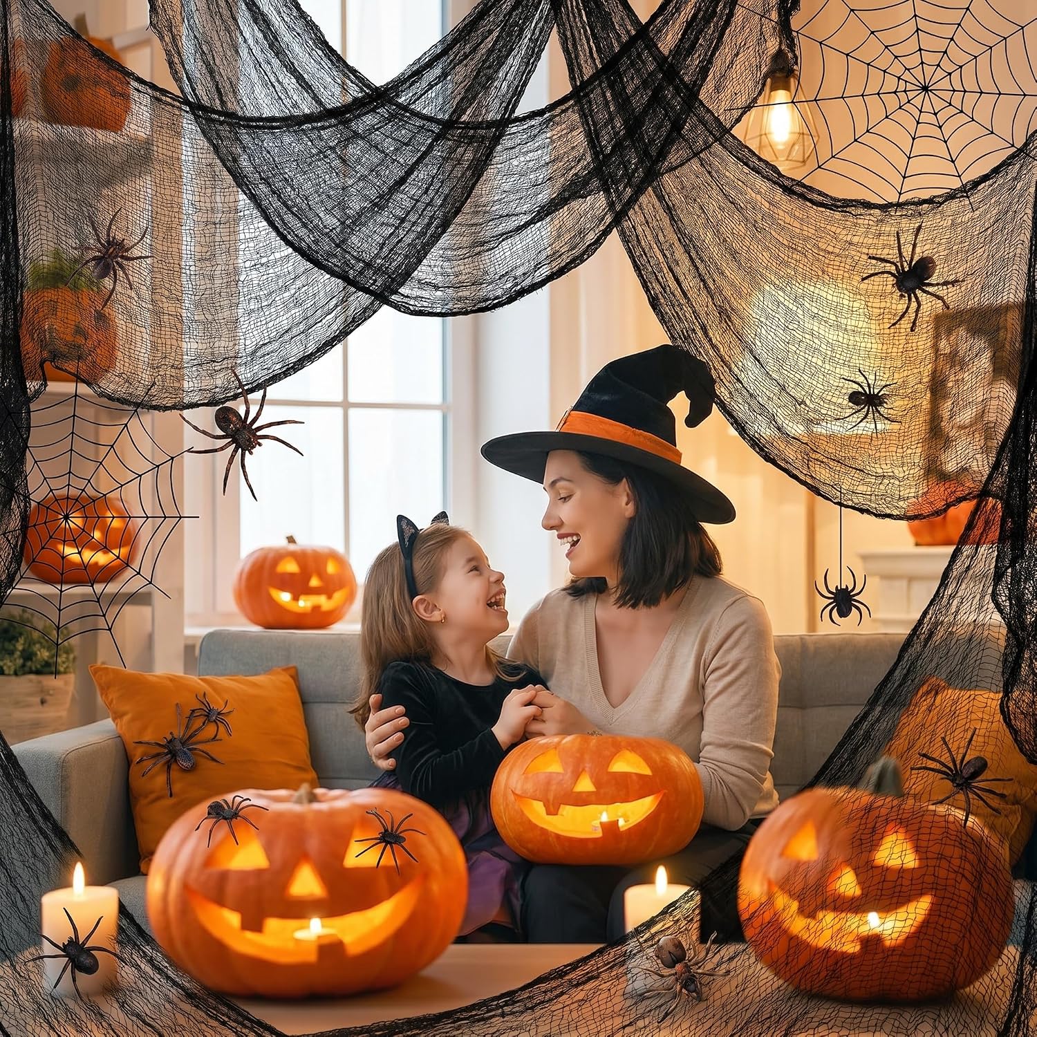 🔥 LAST DAY: 49% OFF! 🎃 Black Creepy Gauze - Scary Halloween Party Decor 🕸️💀