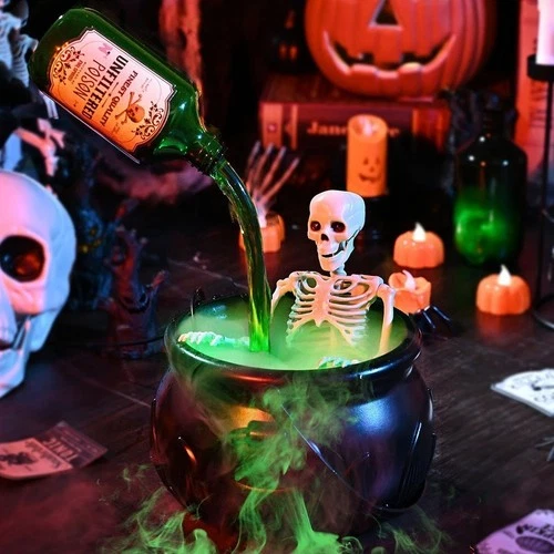 Cauldron Halloween Decor with Magic Floating Potion Bottles Diffuser Mist Maker - Picture 11 of 15