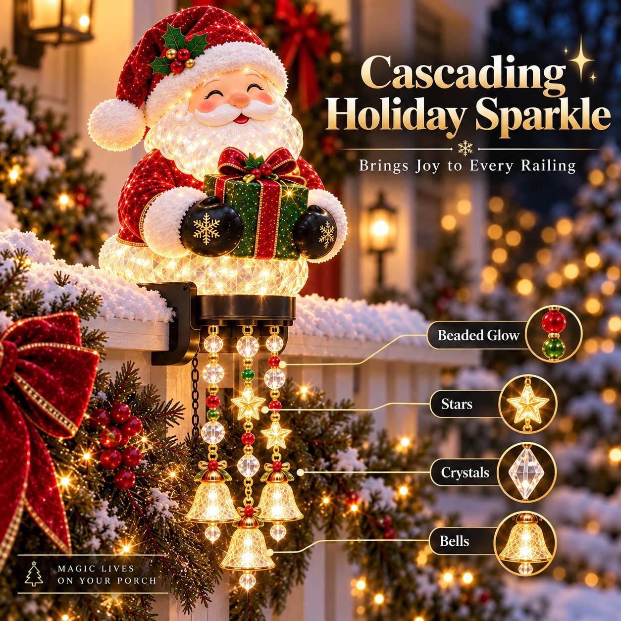 🎄 Christmas Railing Lights – Turn Your Porch Into a Wonderland