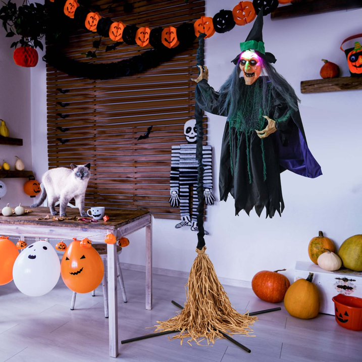 Life-Size Animatronic Witch – Lights, Sounds, and Spine-Chilling Laughs 🧙‍♀️🎃🔊