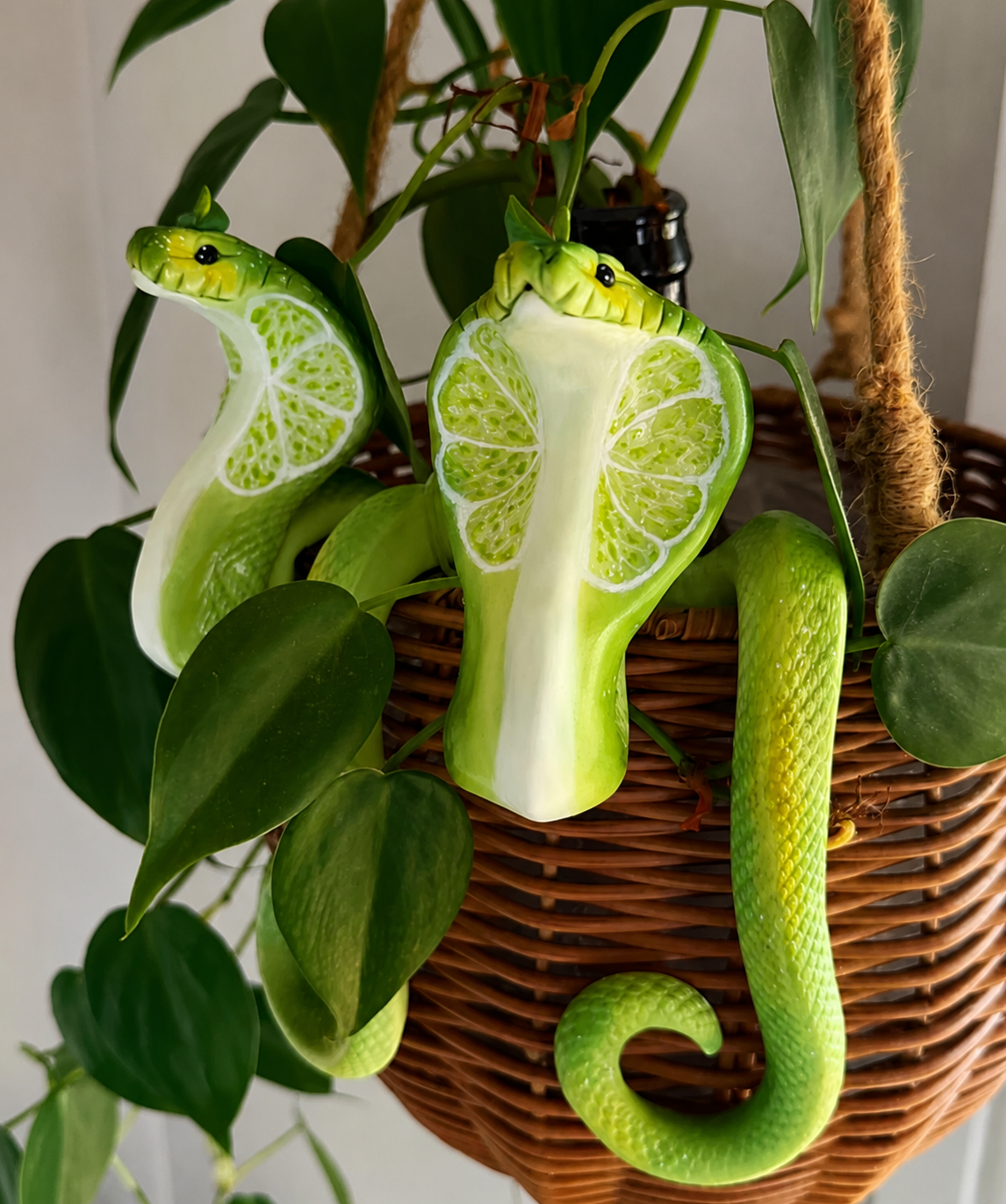 Lime Cobra Handcrafted Plant Pot Snake 🐍🌿