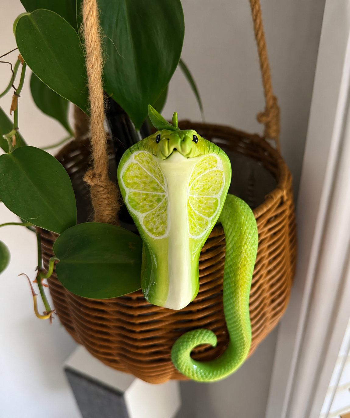 Lime Cobra Handcrafted Plant Pot Snake 🐍🌿