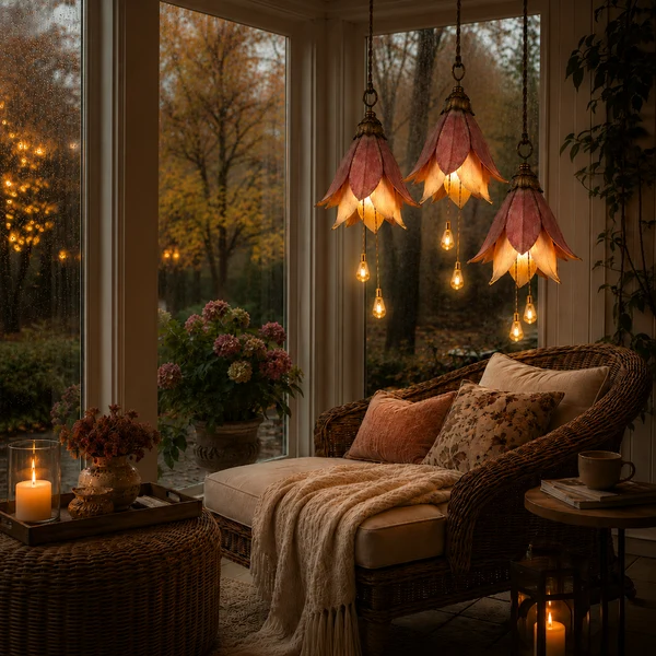 🌸 Vintage Flower Hanging Light – Cozy Garden Glow