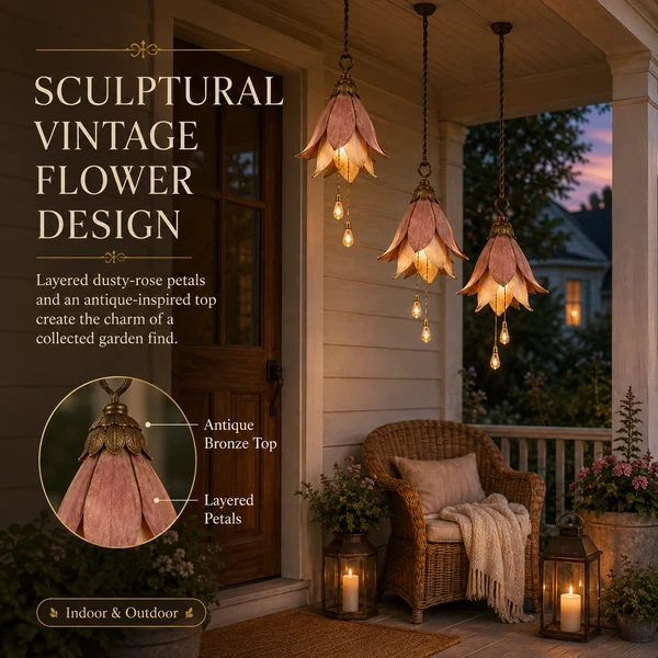 🌸 Vintage Flower Hanging Light – Cozy Garden Glow