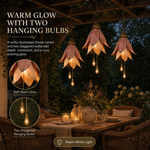 🌸 Vintage Flower Hanging Light – Cozy Garden Glow