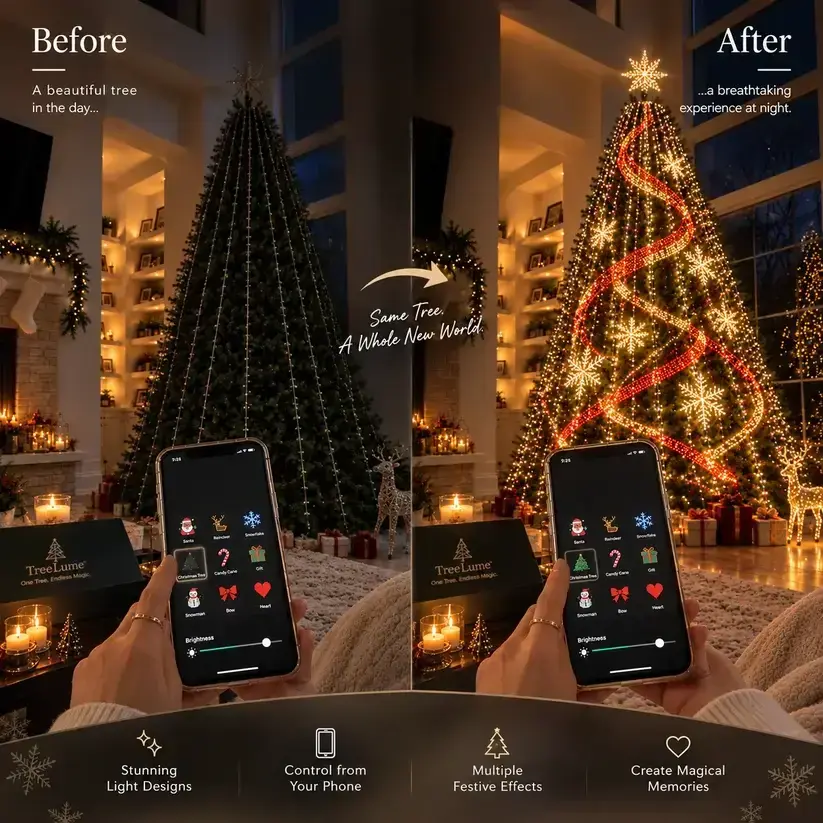 🎄 LED Curtain Lights – Custom Christmas Designs Controlled From Your Phone