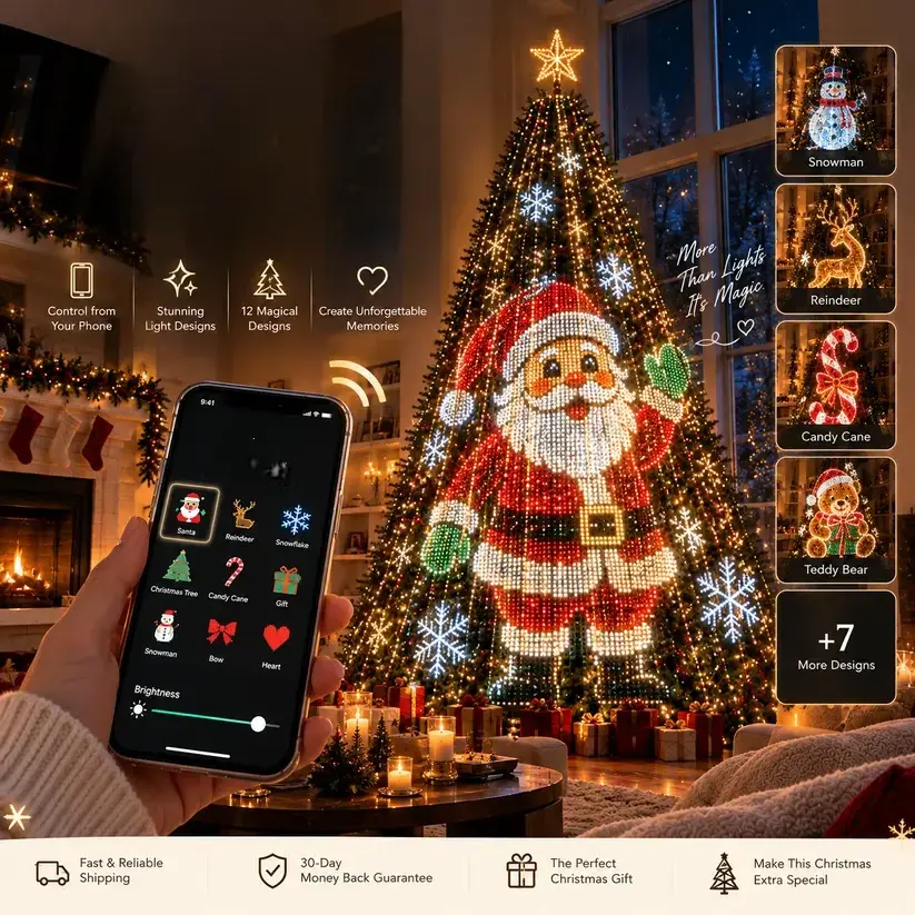 🎄 LED Curtain Lights – Custom Christmas Designs Controlled From Your Phone