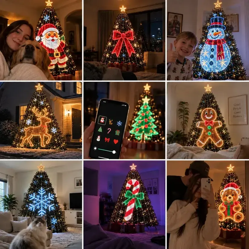 🎄 LED Curtain Lights – Custom Christmas Designs Controlled From Your Phone
