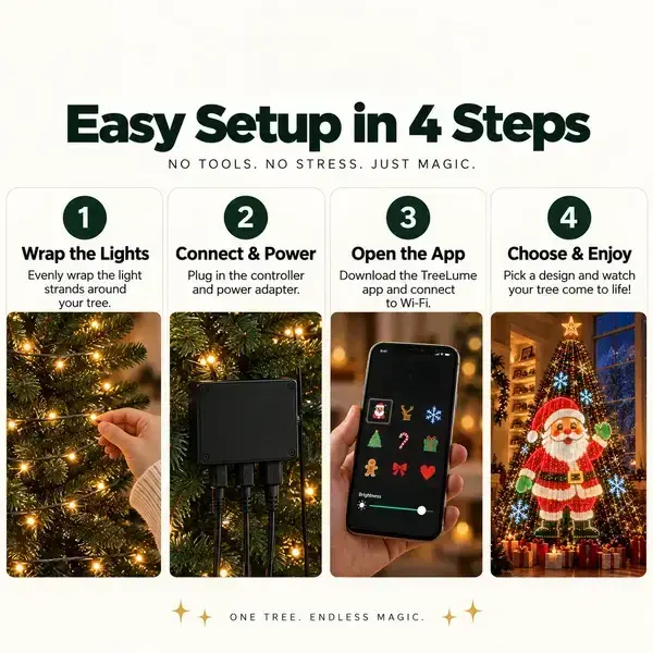 🎄 LED Curtain Lights – Custom Christmas Designs Controlled From Your Phone