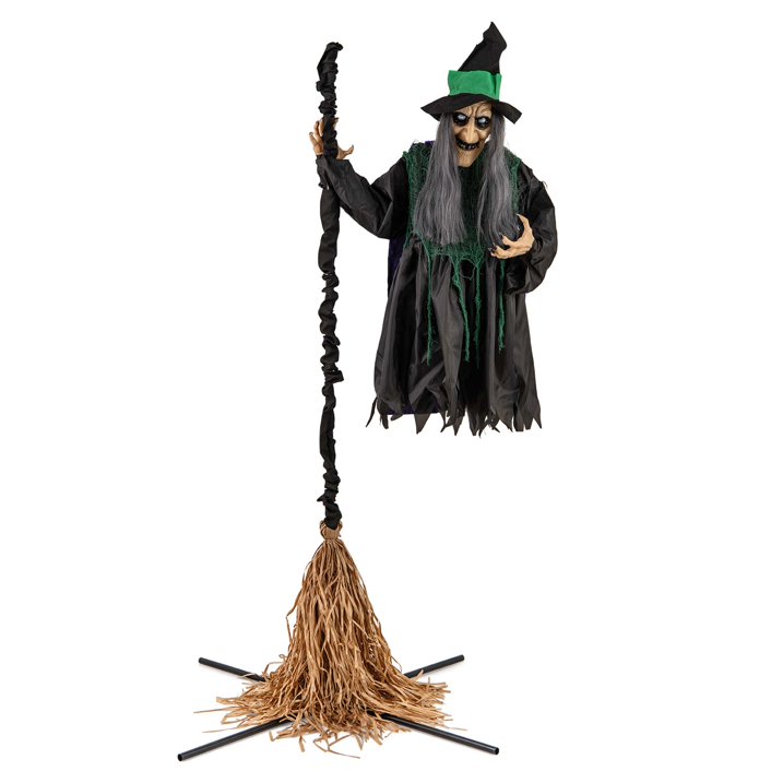 Life-Size Animatronic Witch – Lights, Sounds, and Spine-Chilling Laughs 🧙‍♀️🎃🔊