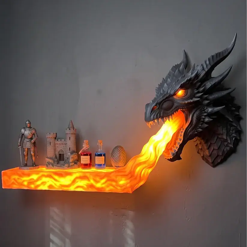 🐉 Dragonfire Shelf – Glowing Dragon Wall Display