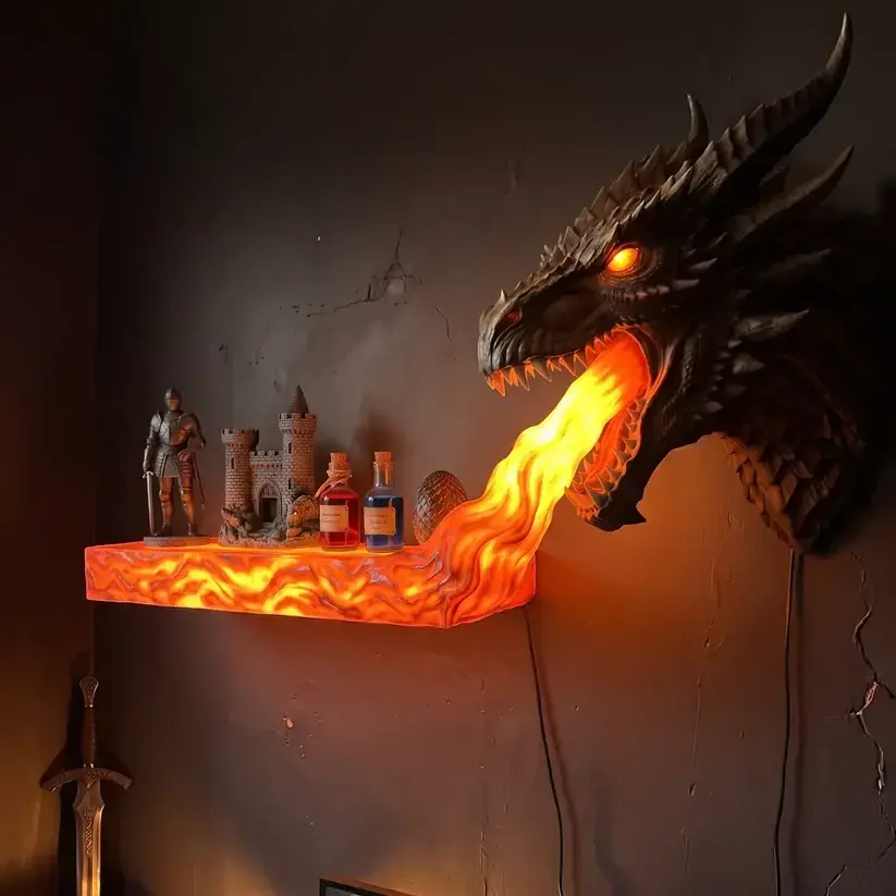 🐉 Dragonfire Shelf – Glowing Dragon Wall Display