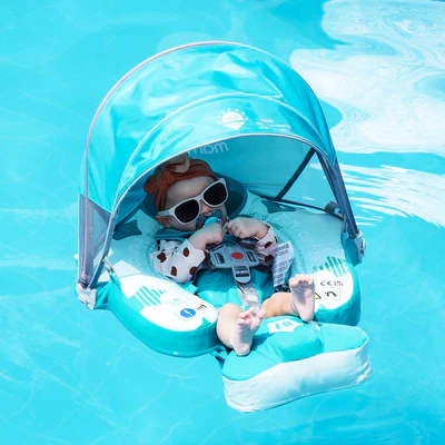 Baby Non-Inflatable Swim Float with Canopy 🏊‍♀️☀️