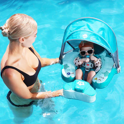Baby Non-Inflatable Swim Float with Canopy 🏊‍♀️☀️