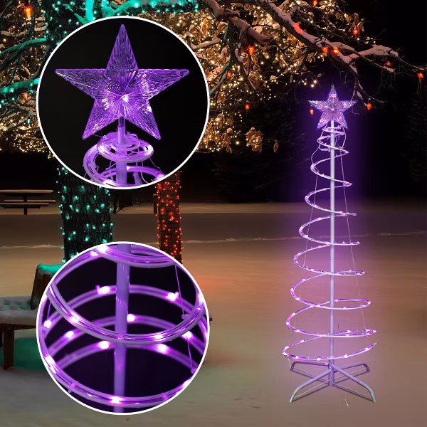 🎄 3 Pack Light Up Spiral Christmas Trees – 60" with 8 Light Modes