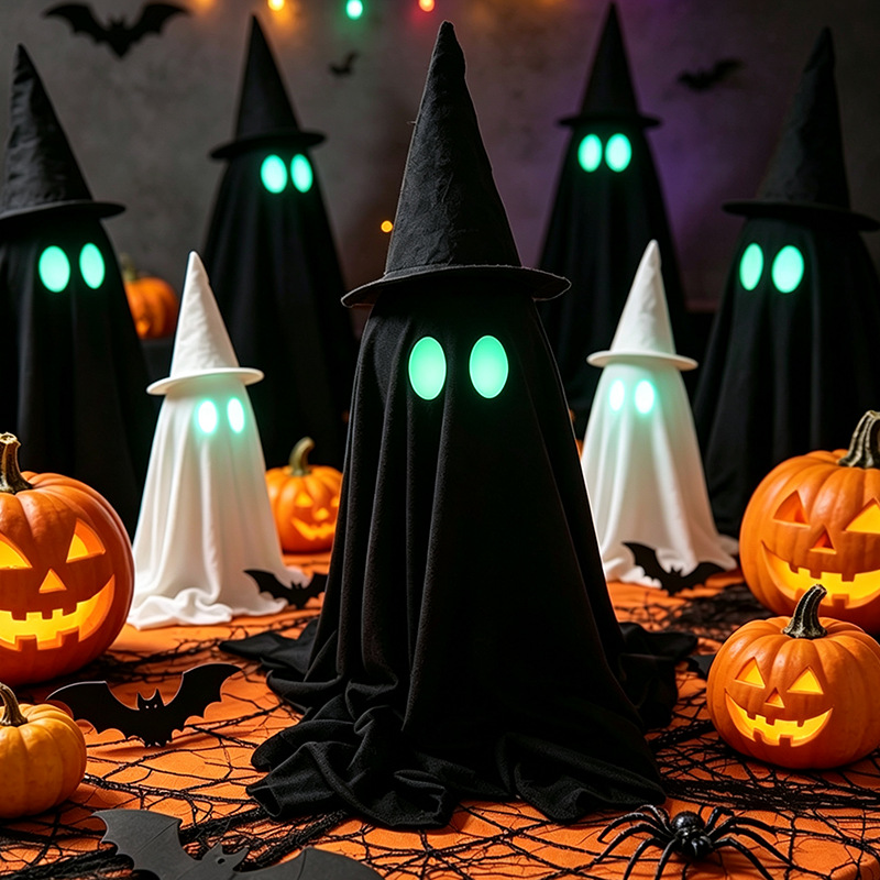 Witch Hat Ghost with Glowing Eyes – Spooky Halloween Decor 👻✨