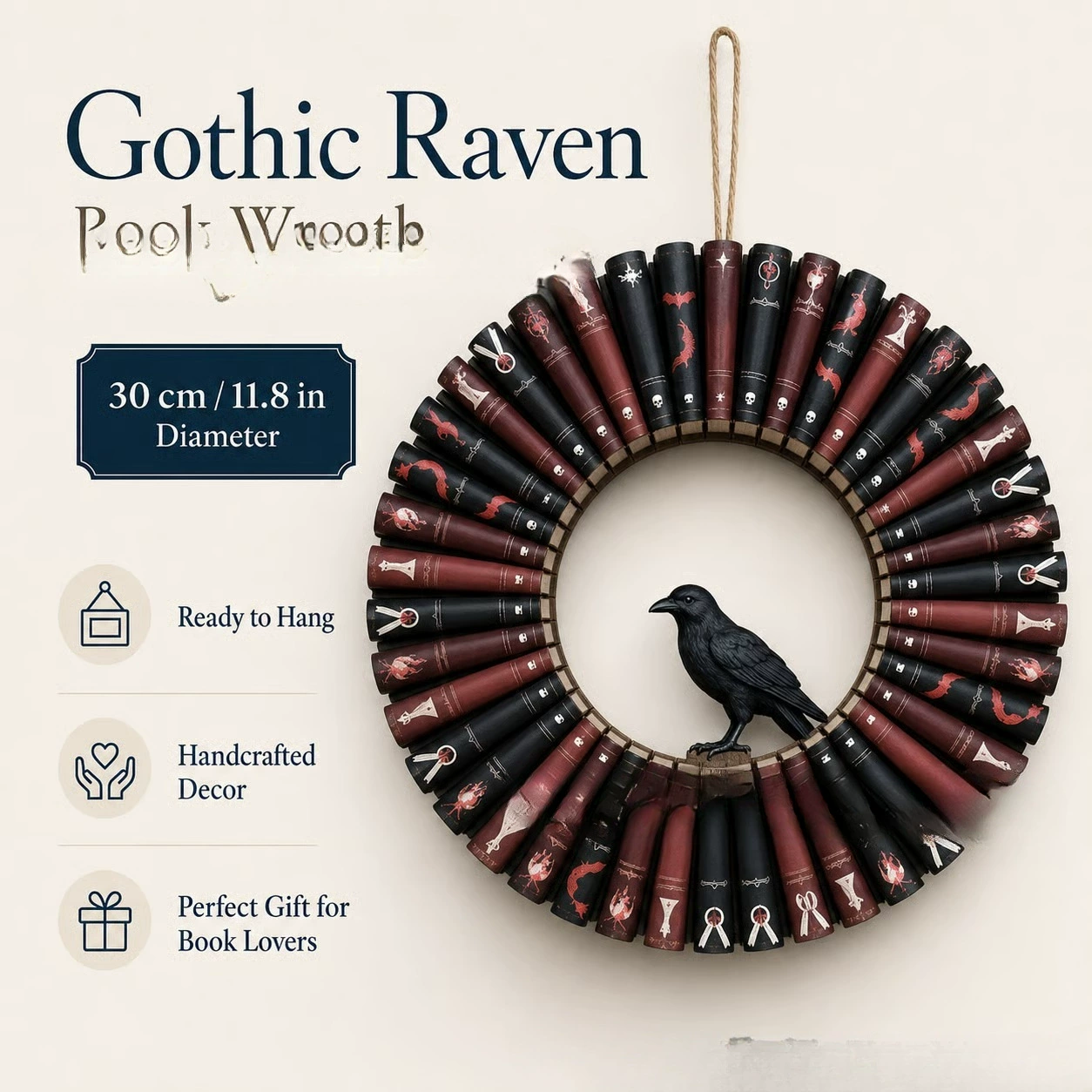 📚 Stories on Your Wall – Book‑Spine Wreath Collection