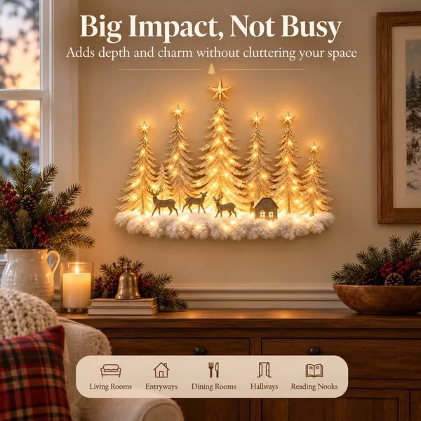 🌲 Winter Woodland Wall Light – A Complete Holiday Scene