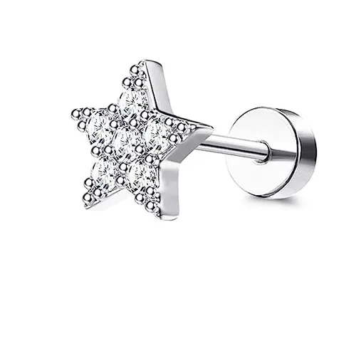 Bobisty 1PC 16G Cartilage Earrings Helix Earrings for Women Stainless Steel Helix Piercing Jewelry Leaf Butterfly CZ Studs