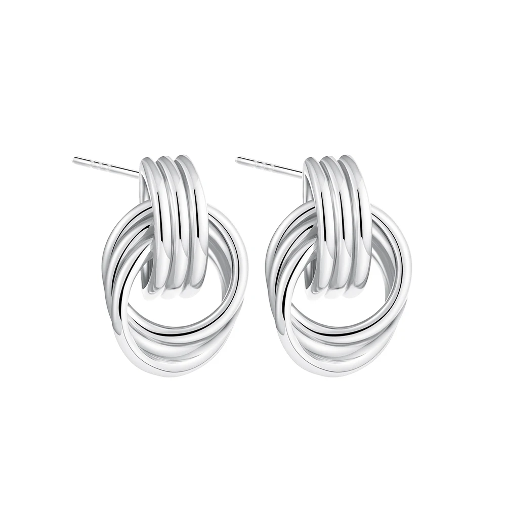 Vintage Texture Gold Plated Stainless Steel Earrings for Women Geometric Circle Twist Statement Earring Fashion Jewelry Bijoux