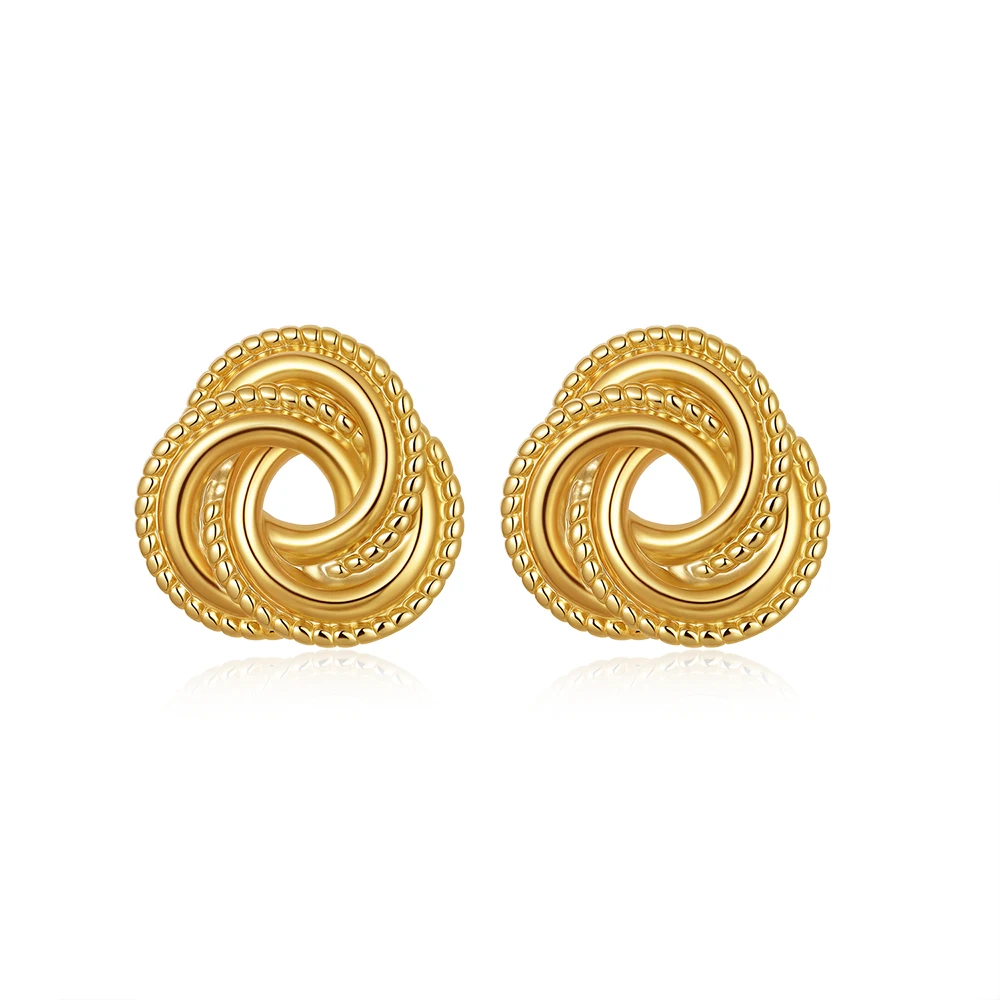 Vintage Texture Gold Plated Stainless Steel Earrings for Women Geometric Circle Twist Statement Earring Fashion Jewelry Bijoux