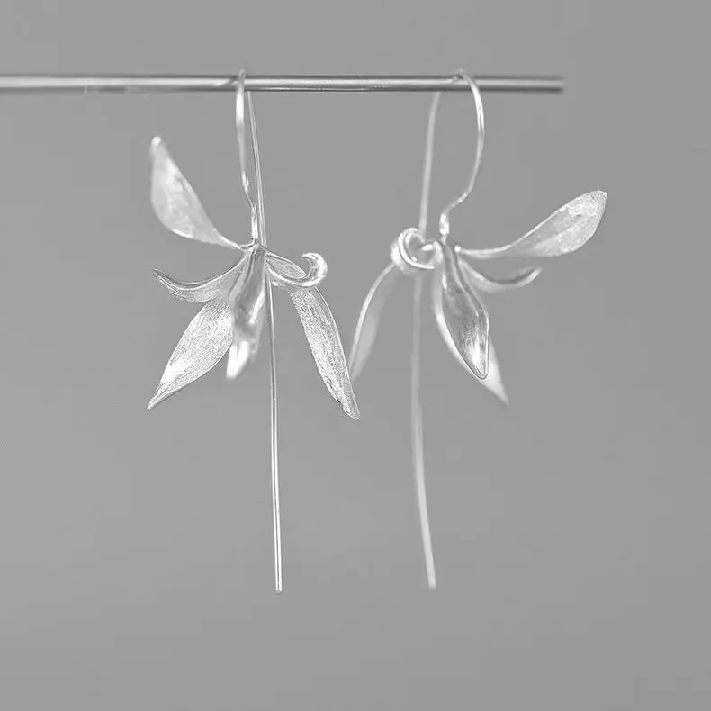 New 925 Sterling Silver Drop Earrings Golden Flower Petal Pearl Elegant For Women Girl Gift Jewelry Dropshipping Wholesale