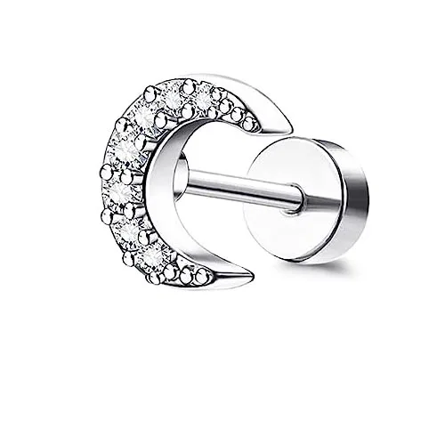 Bobisty 1PC 16G Cartilage Earrings Helix Earrings for Women Stainless Steel Helix Piercing Jewelry Leaf Butterfly CZ Studs