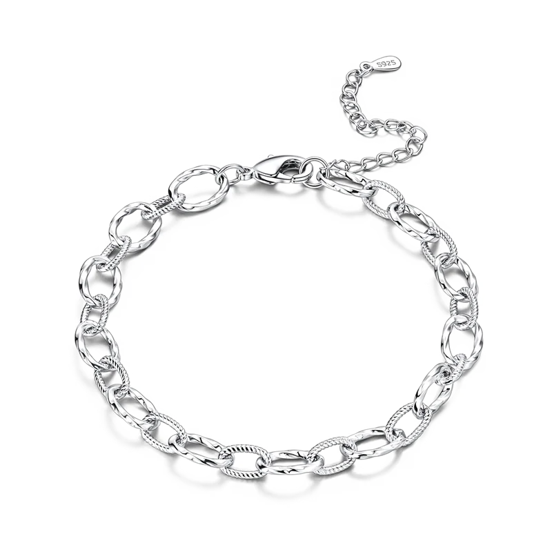 925 Sterling Silver Bracelets 17-20CM Original Golden Sparkling Heart Shaped Bracelet Fit DIY Charms Beads Fashion Women Jewelry