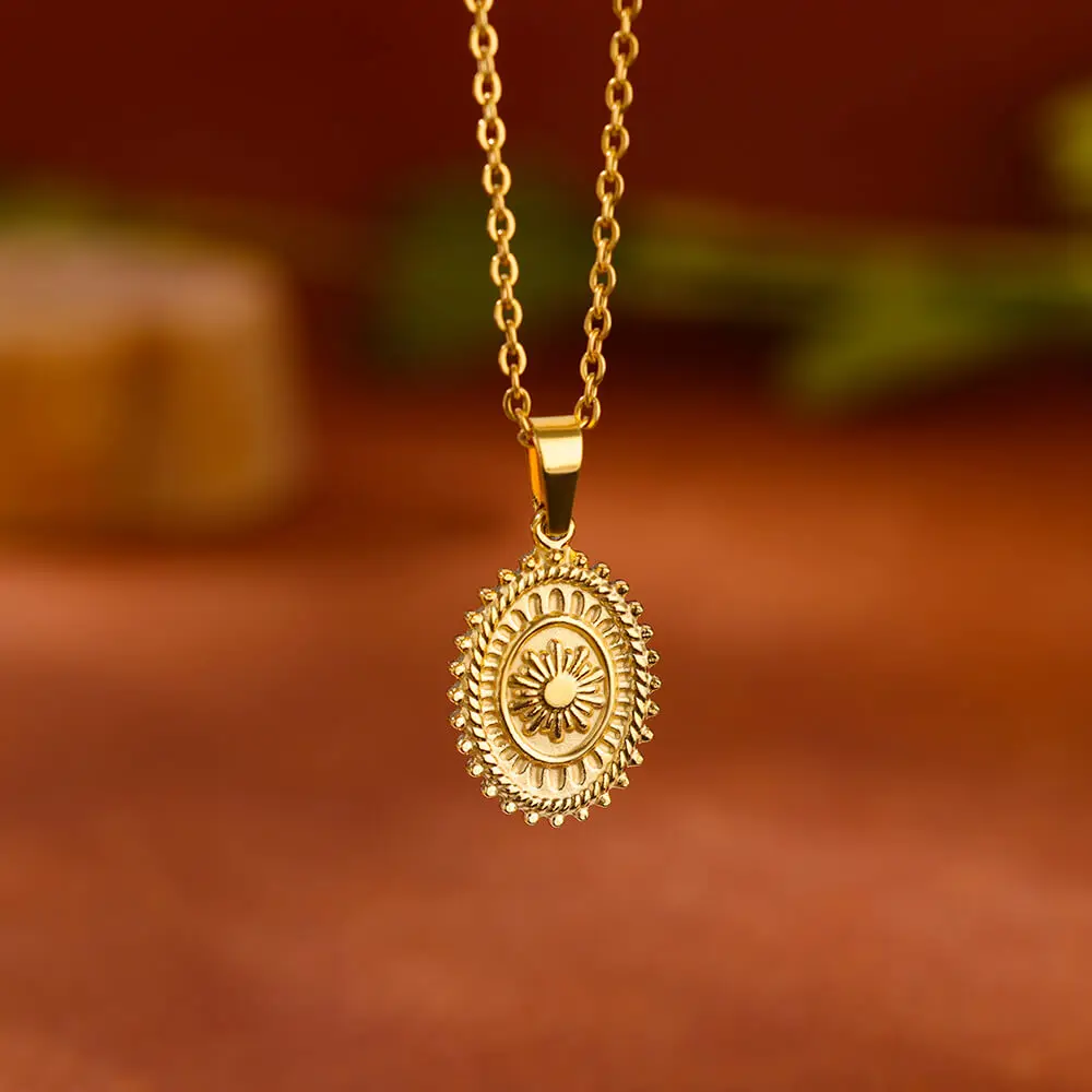 Stainless Steel Geometric Necklace For Women Fashion Sun Sunflower Pendant Clavicle Chain Aesthetic Jewelry Accessories Femme