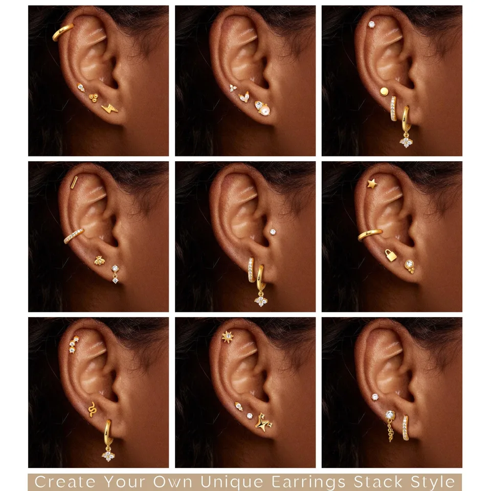 Drperfect 1pc Earrings for Sensitive Ears Surgical Steel Earrings for Women Dainty Flat Back Earring Stud Hoop Cartilage Earring