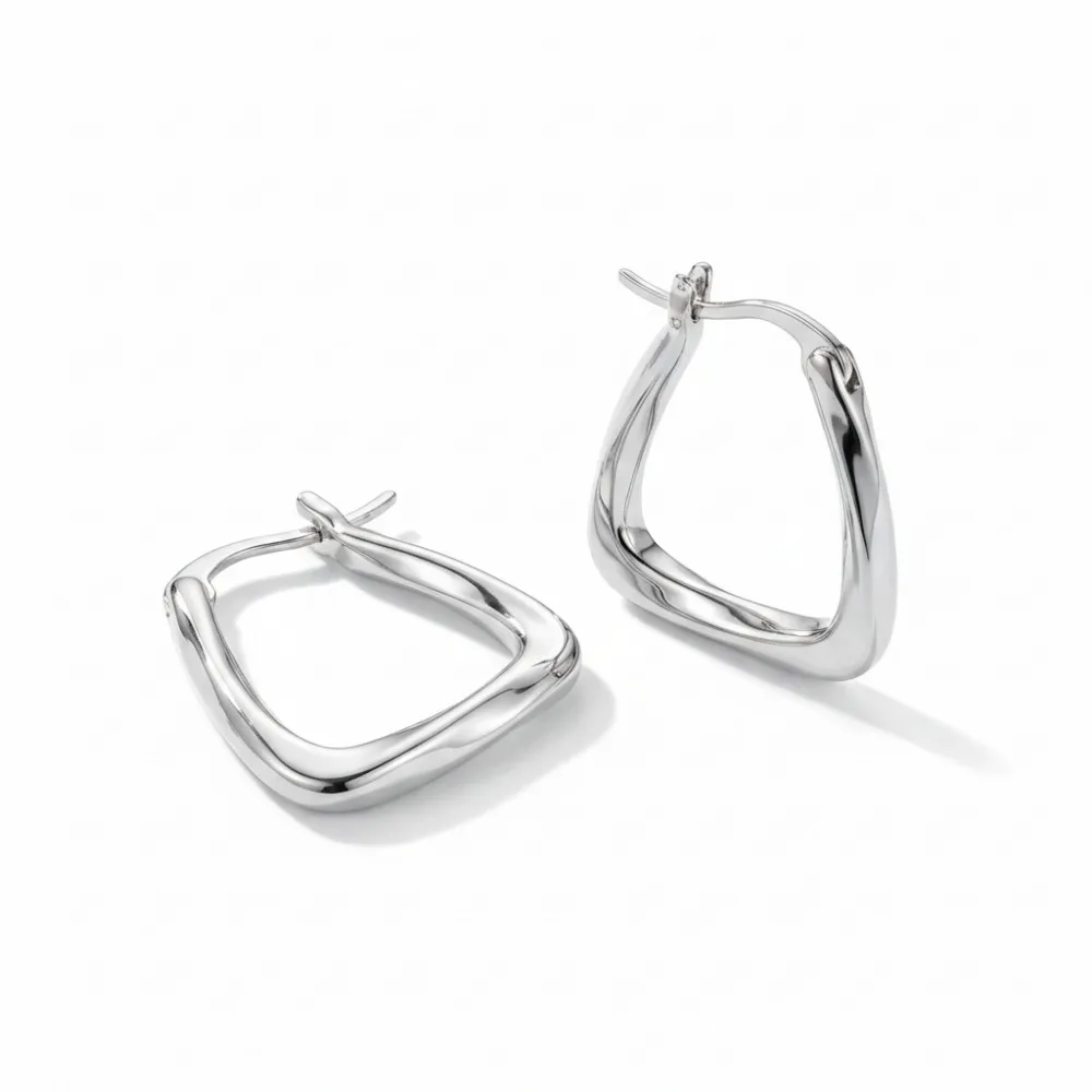 Stainless Steel Gold Color Geometric Design Twisted Square Hoop Earrings For Women Creative Young Girls Party Wedding Jewelry