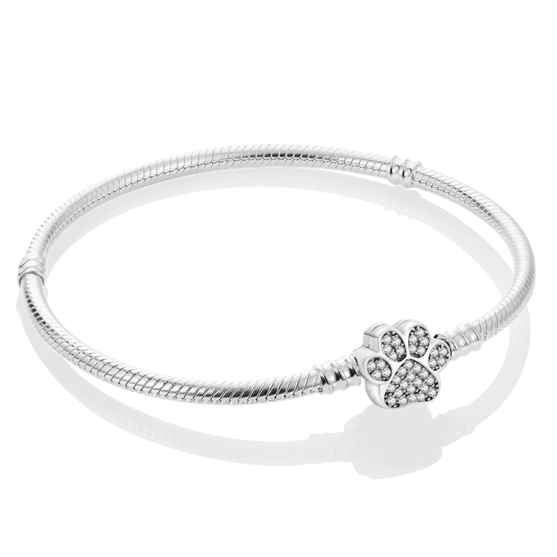 925 Sterling Silver Bracelets 17-20CM Original Golden Sparkling Heart Shaped Bracelet Fit DIY Charms Beads Fashion Women Jewelry